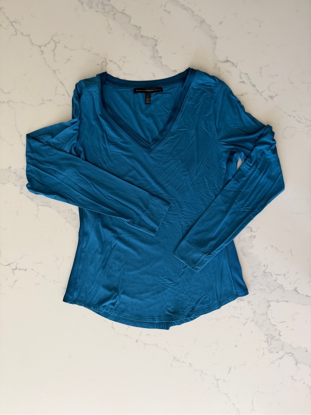 White House Black Market Teal Long Sleeve V-Neck Top